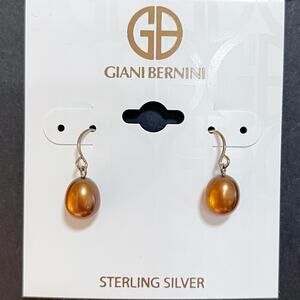 NWT Giani Bernini Chocolate Cultured Freshwater Pearl 7mm Drop Earrings